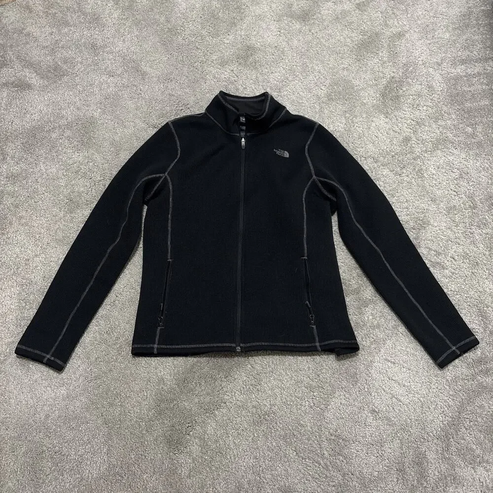 North Face Jacket Womens Large Full Zip Long Sleeve Casual Black Pockets - Picture 1 of 8